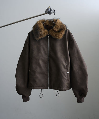 【Art re A】welise 質感PU皮革x可拆式毛領飛行外套