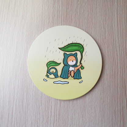【武士汪汪】鶯歌陶瓷吸水杯墊-一起避雨吧！