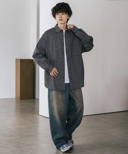 【Rocky Monroe】寬鬆版法蘭絨格紋襯衫