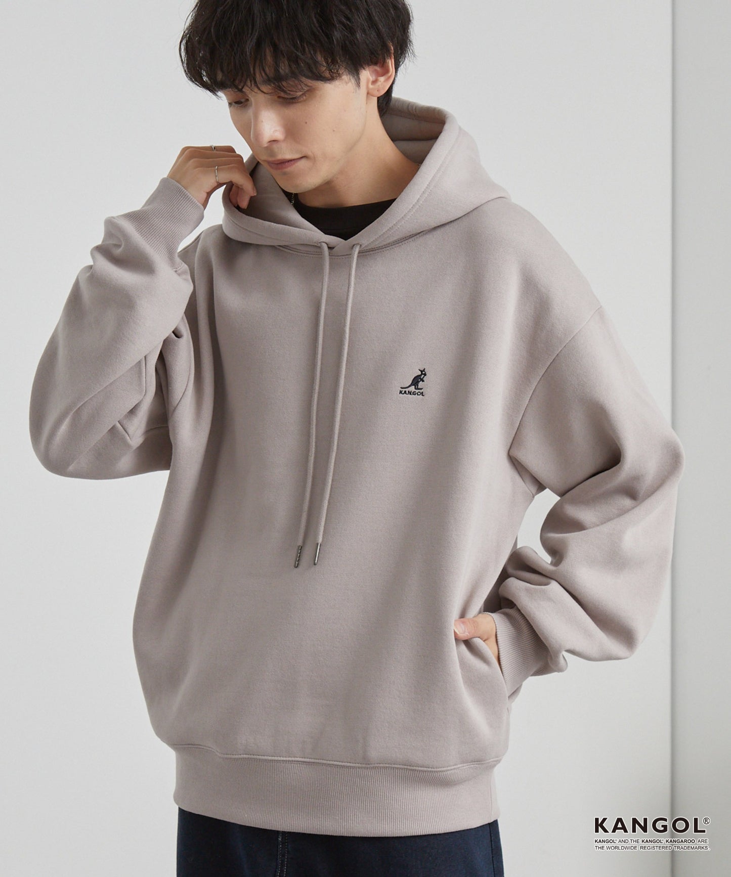 【MONO-MART】KANGOL刺繡LOGO寬版舒適 內刷毛 帽T