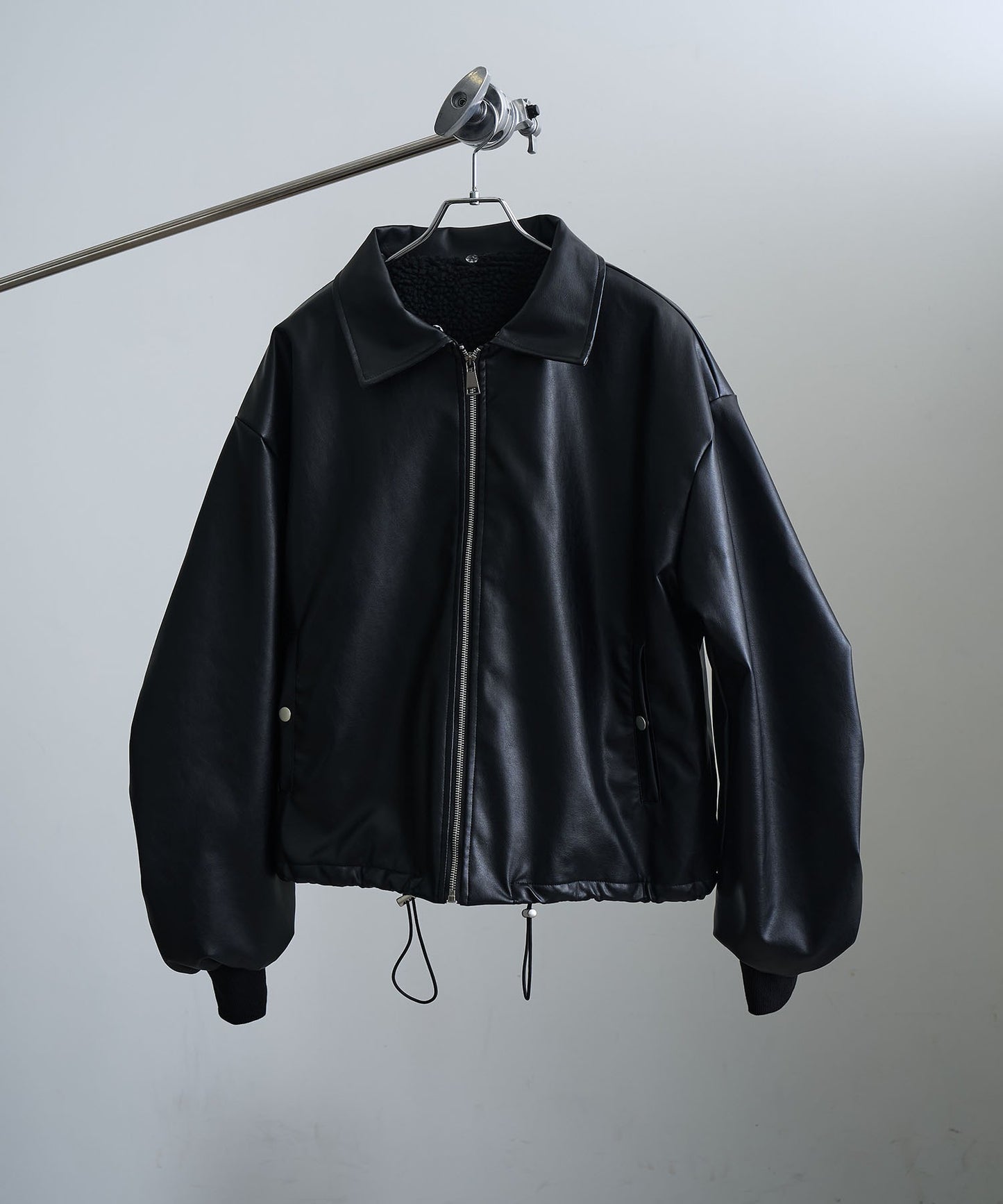 【Art re A】welise 質感PU皮革x可拆式毛領飛行外套