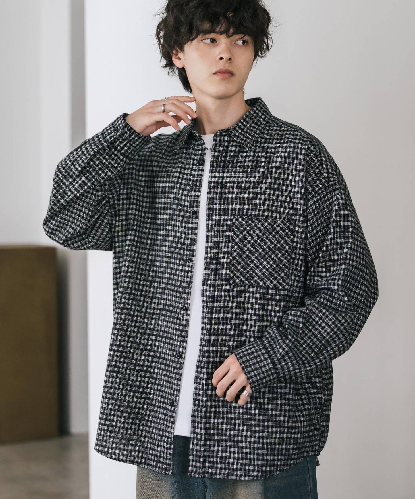 【Rocky Monroe】寬鬆版法蘭絨格紋襯衫