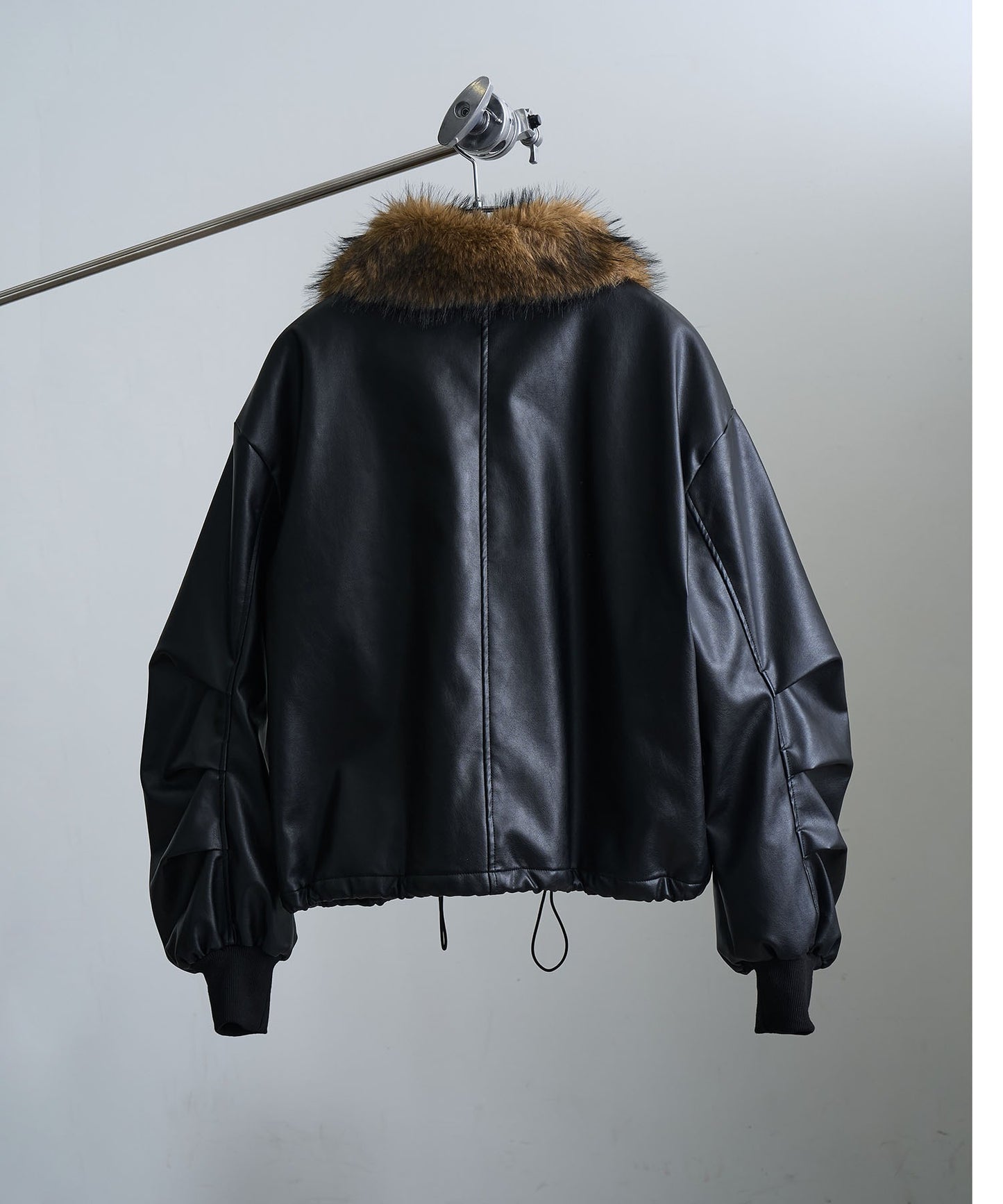 【Art re A】welise 質感PU皮革x可拆式毛領飛行外套