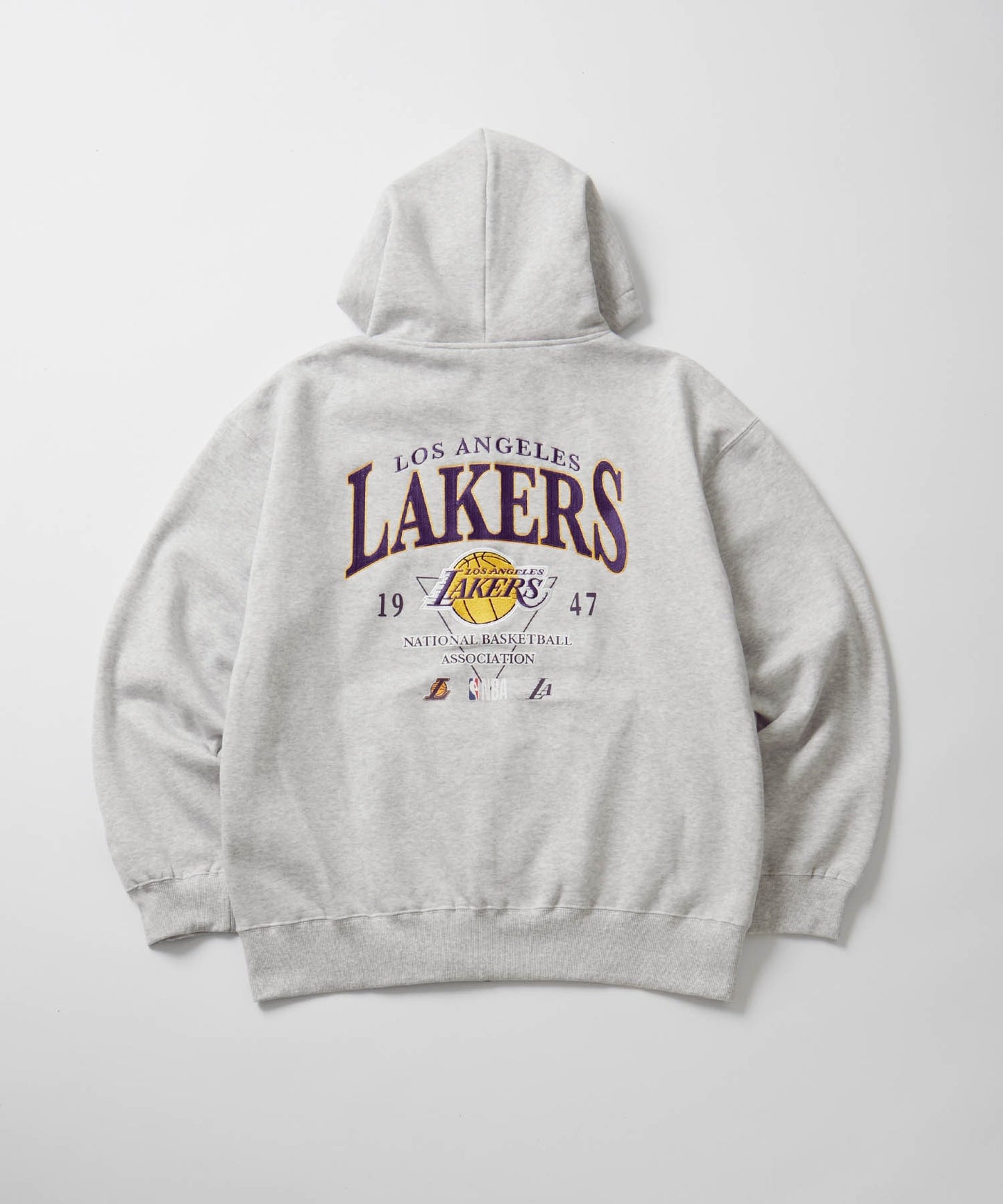 【EMMA CLOTHES】NBA系列 洛杉磯湖人 復古街頭 刺繡內刷毛連帽外套 日本預購