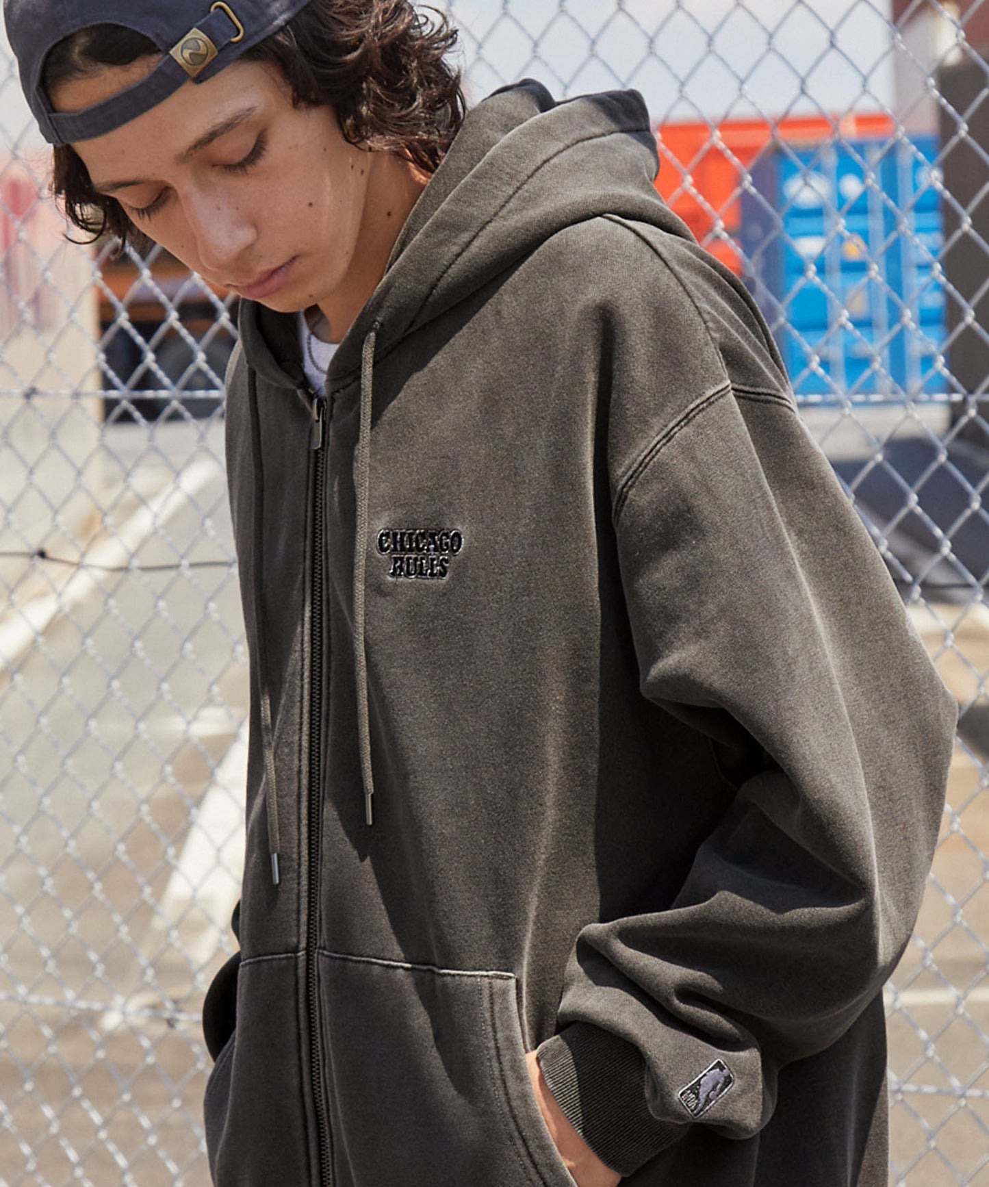 【EMMA CLOTHES】NBA系列 芝加哥公牛 復古街頭 刺繡內刷毛連帽外套 日本預購