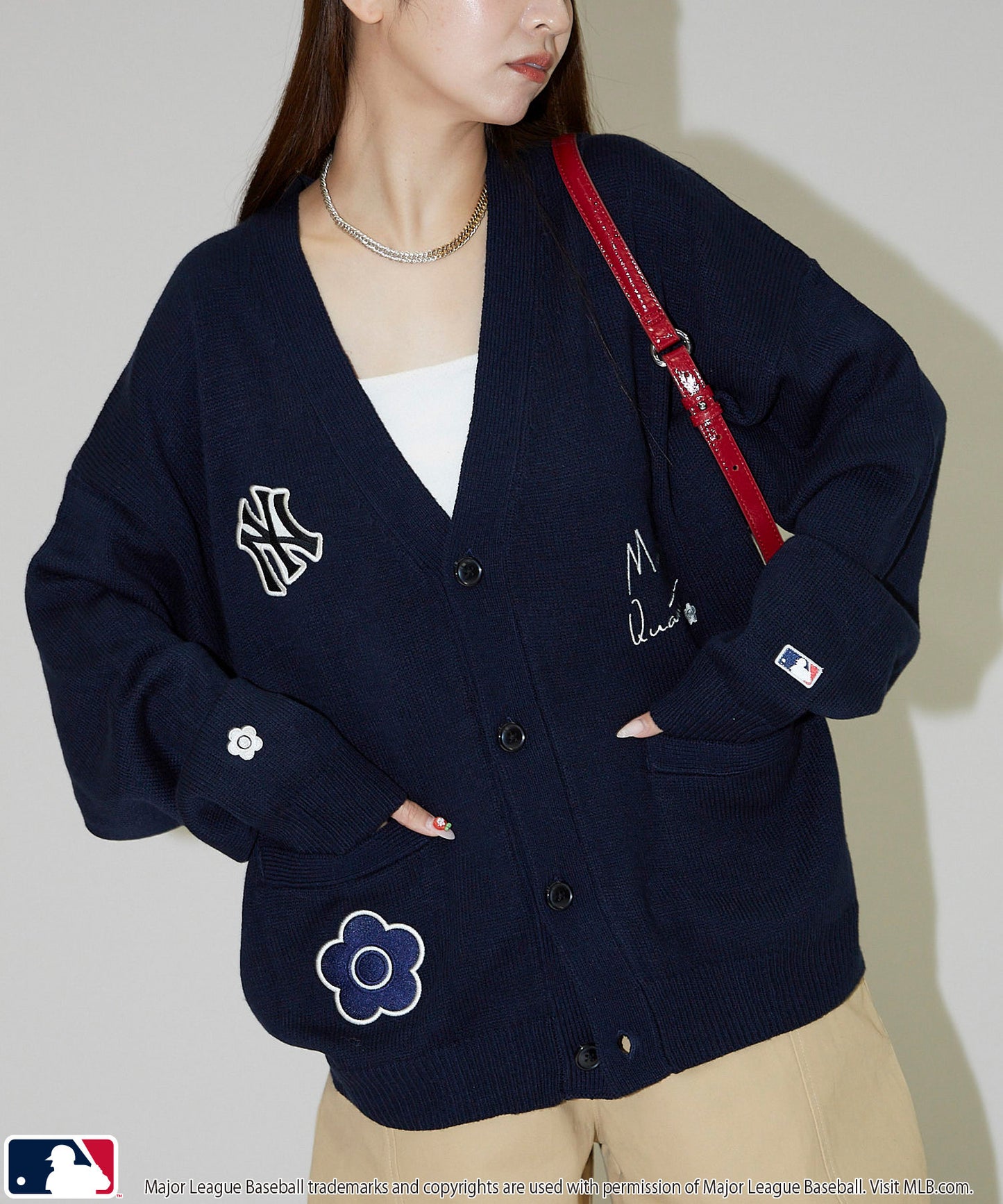 【PUBLUX】MLB × MARY QUANT 聯名款 LOGO刺繡針織開襟衫