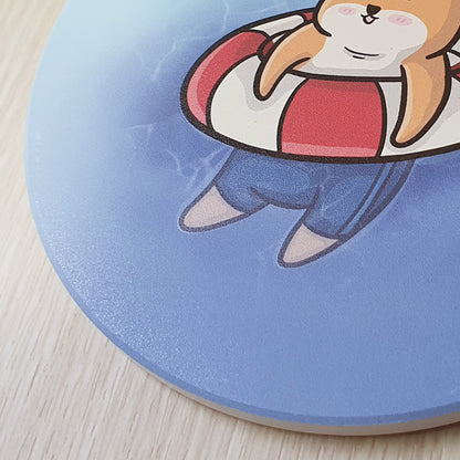 【武士汪汪】鶯歌陶瓷吸水杯墊-夏日消暑趣