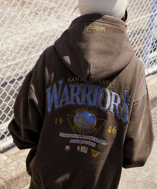 【EMMA CLOTHES】NBA系列 金州勇士 復古街頭 刺繡內刷毛連帽外套 日本預購