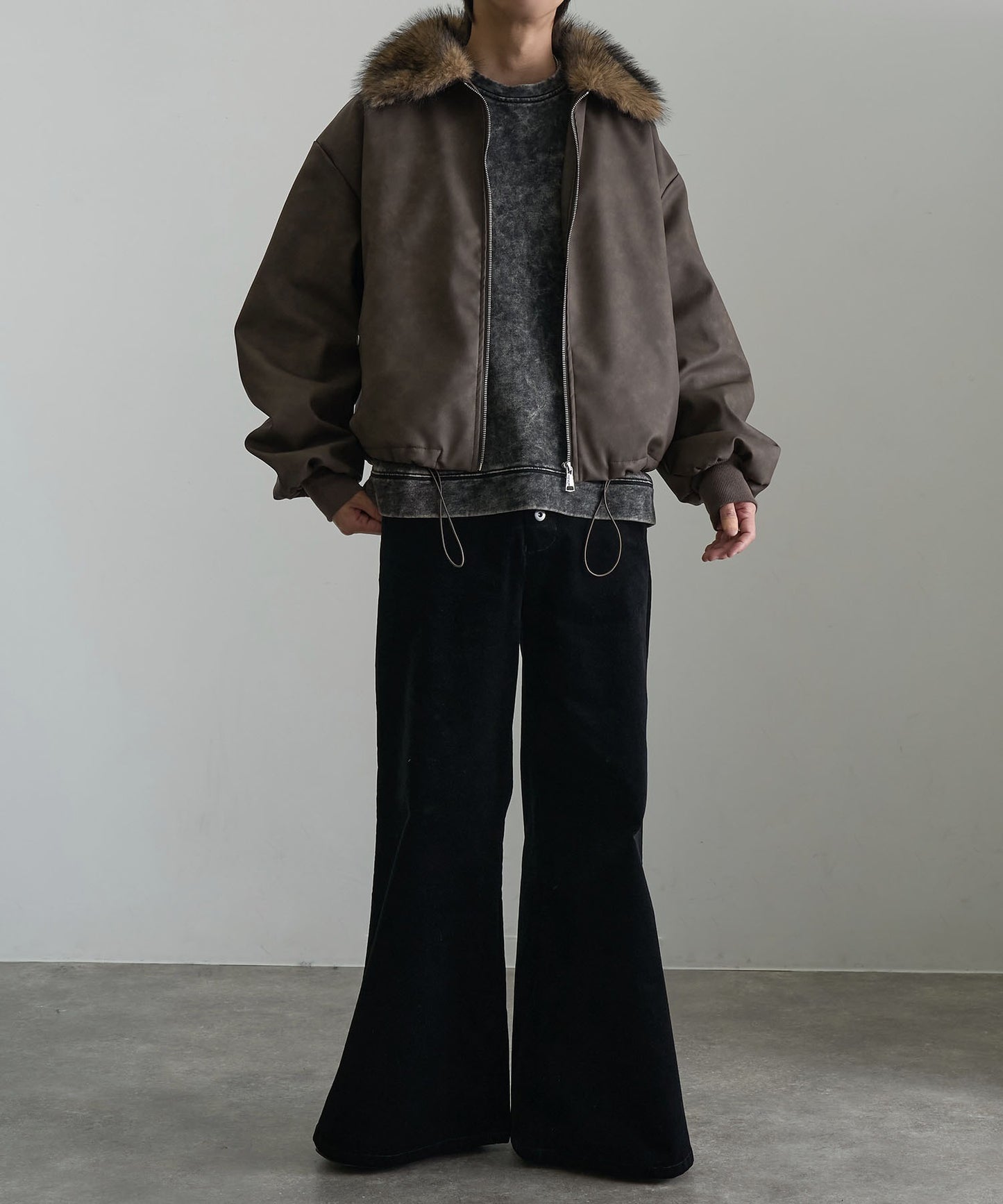 【Art re A】welise 質感PU皮革x可拆式毛領飛行外套