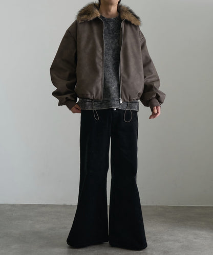 【Art re A】welise 質感PU皮革x可拆式毛領飛行外套